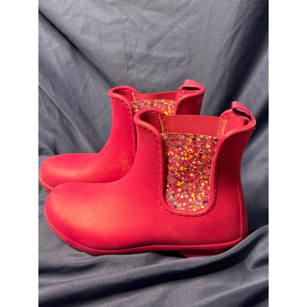 Crocs Women Pink Rain Boots Confetti Elastic Ankle Chelsea Boot W8